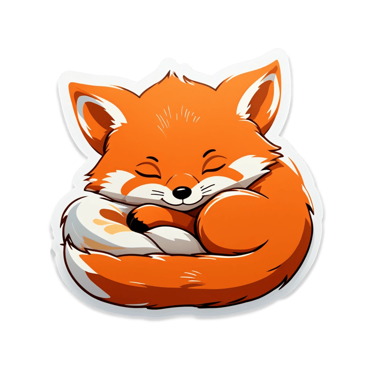 絵文字：赤ちゃんキツネが眠っている