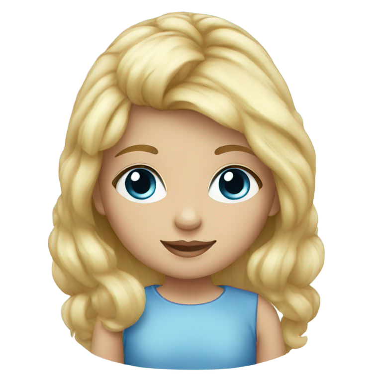 genmoji : Petite fille aux cheveux blonds et aux yeux bleus