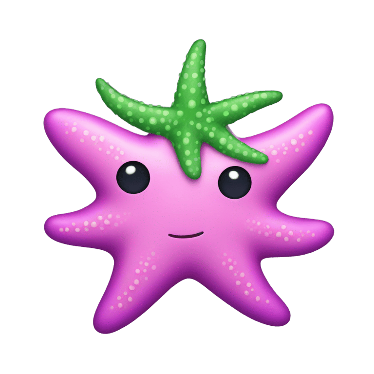 絵文字：Pink starfish with green and purple accented pants