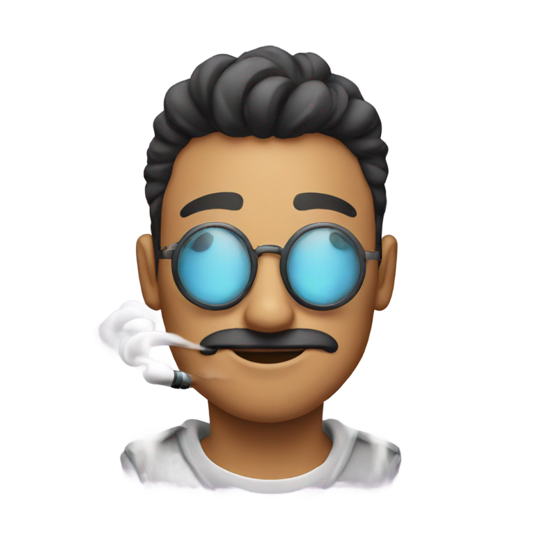 genmoji：翻白眼表情符号在吸电子烟