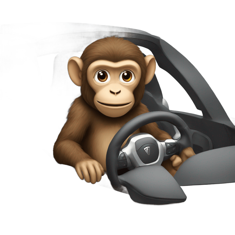 genmoji : Monkey driving tesla