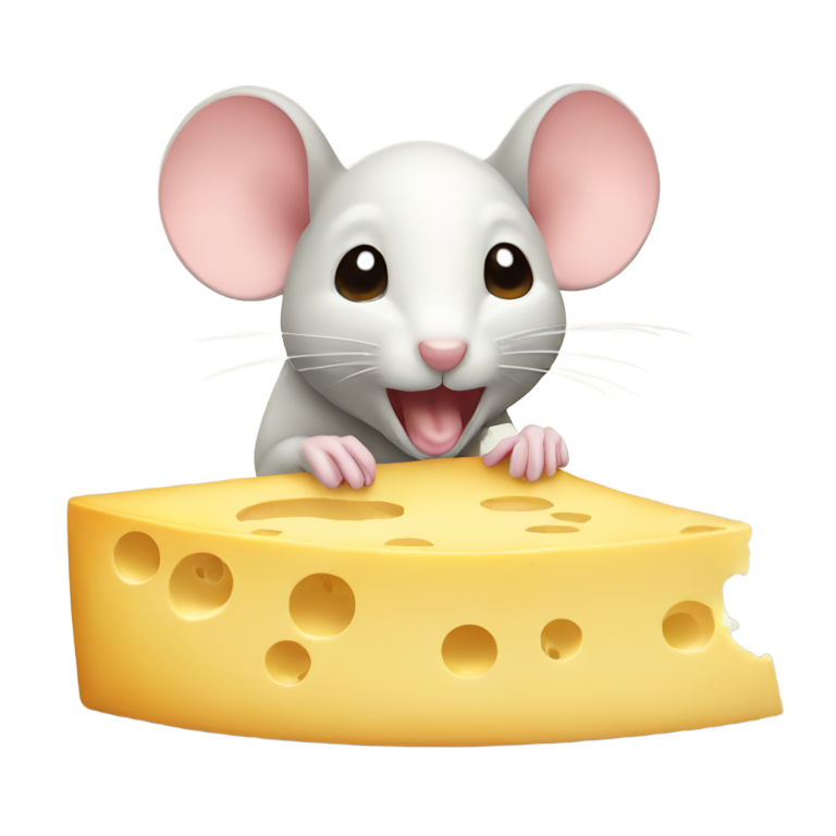 絵文字：チーズを食べるネズミ
