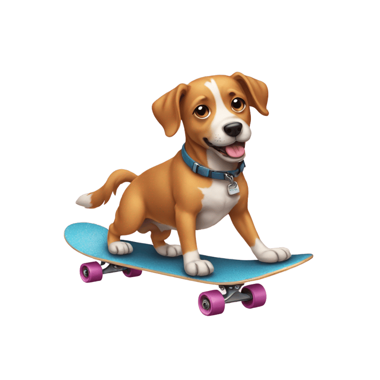 genmoji：狗在滑板上