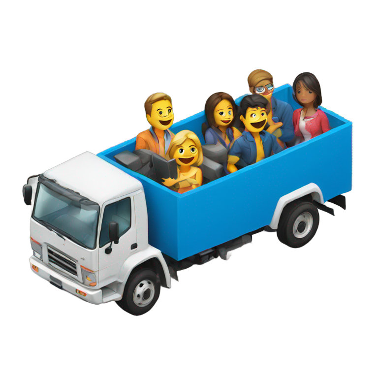 genmoji: a truck with Jps people