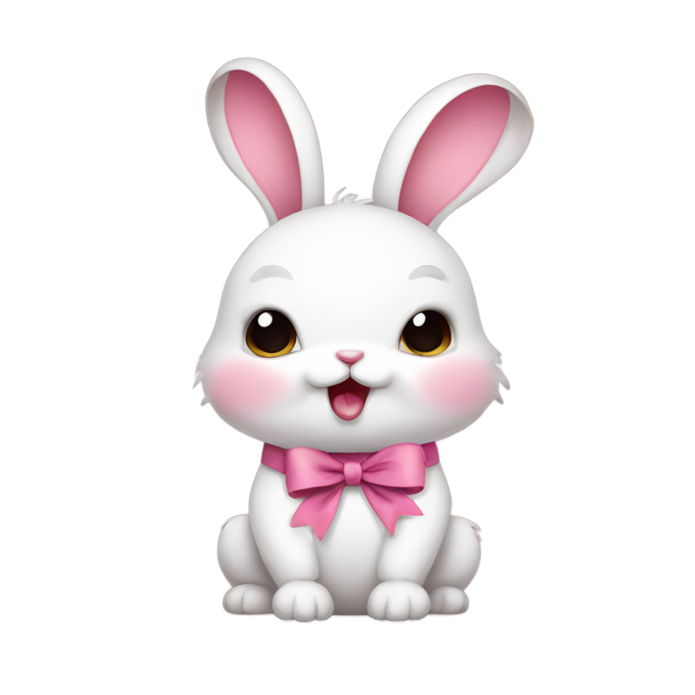genmoji : Bébé Lapin En colère – Doux, rond, et toujours en train de grignoter avec un ruban rose