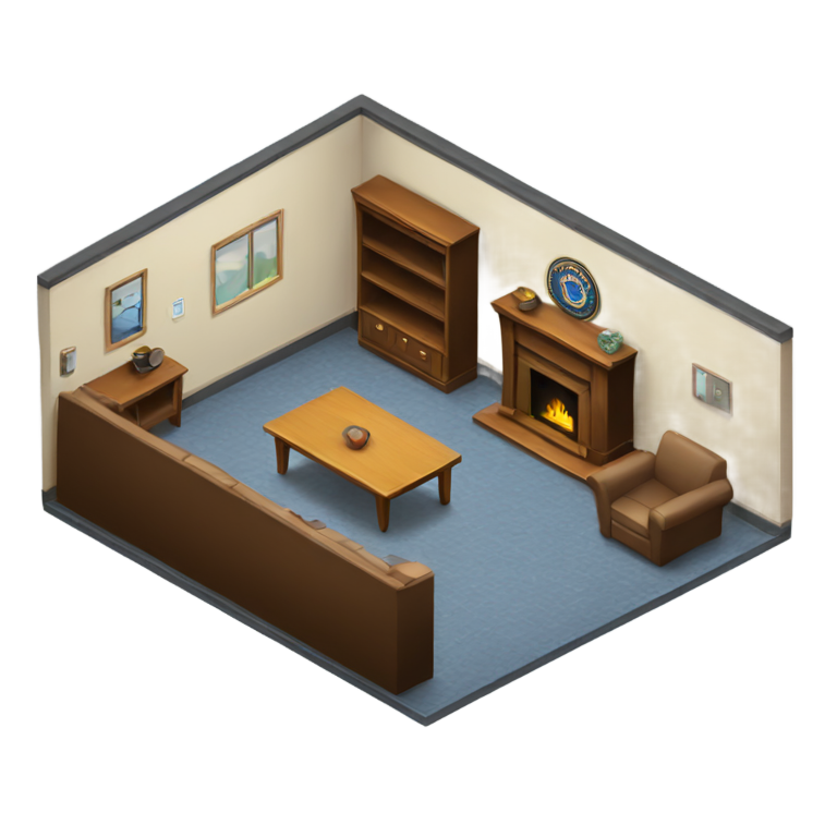 genmoji: Police house living room