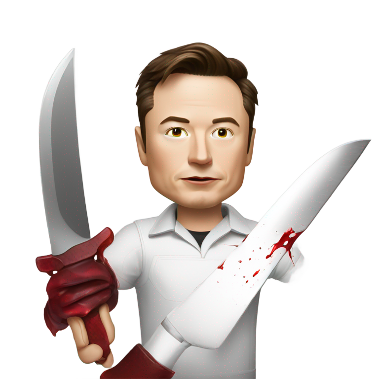 genmoji : Elon Musk menacé avec un couteau tranchant taché de rouge