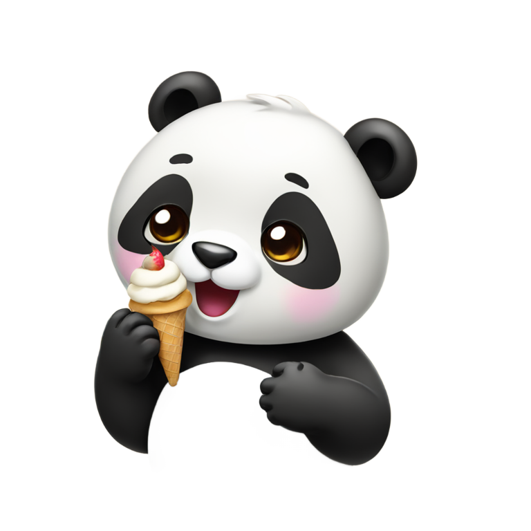絵文字：かわいいパンダが中指を立ててアイスクリームを食べている