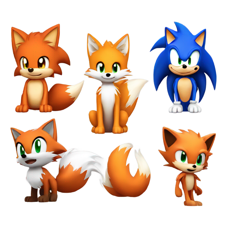 genmoji : Pixel Sonic le Hérisson, Pixel Tails le Renard, et Pixel Knuckles l'Échidné