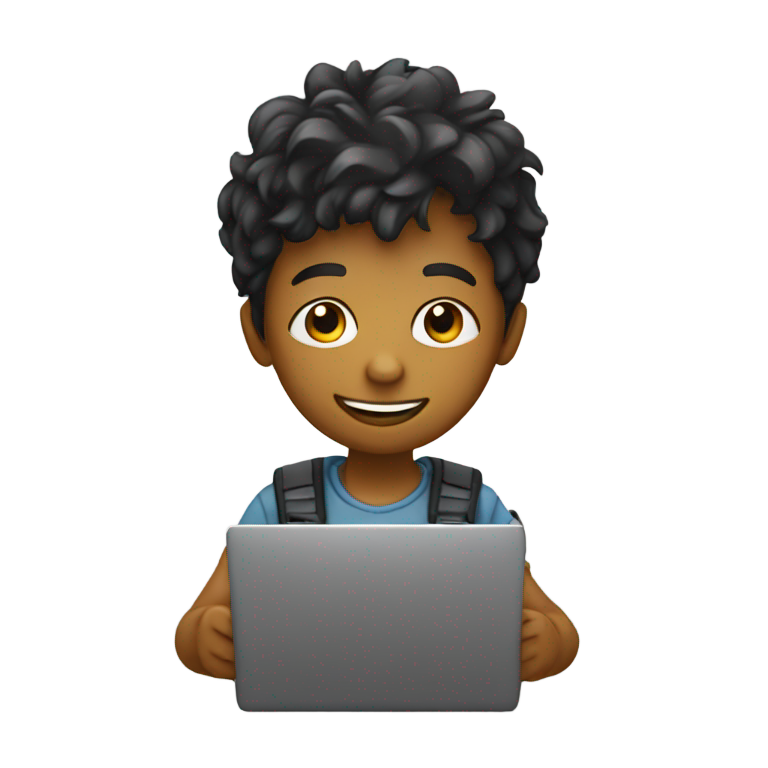 genmoji：一个喜欢音乐和派对的男孩，带着笔记本电脑