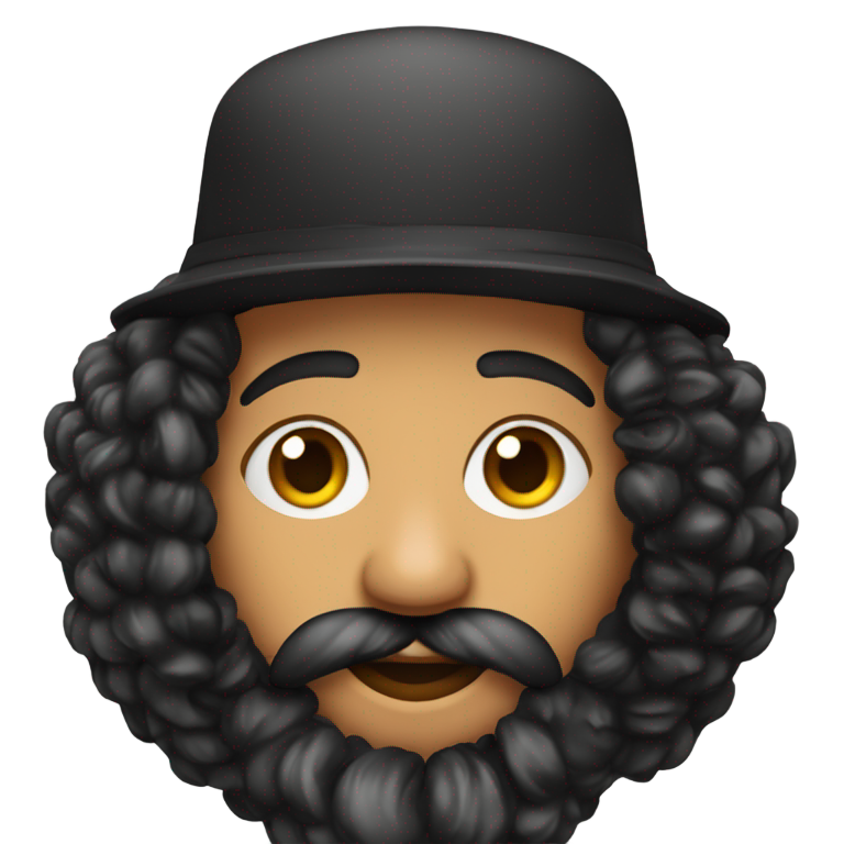 genmoji：大鼻子脸，戴黑色犹太圆帽，头侧有一缕黑色卷发和胡须