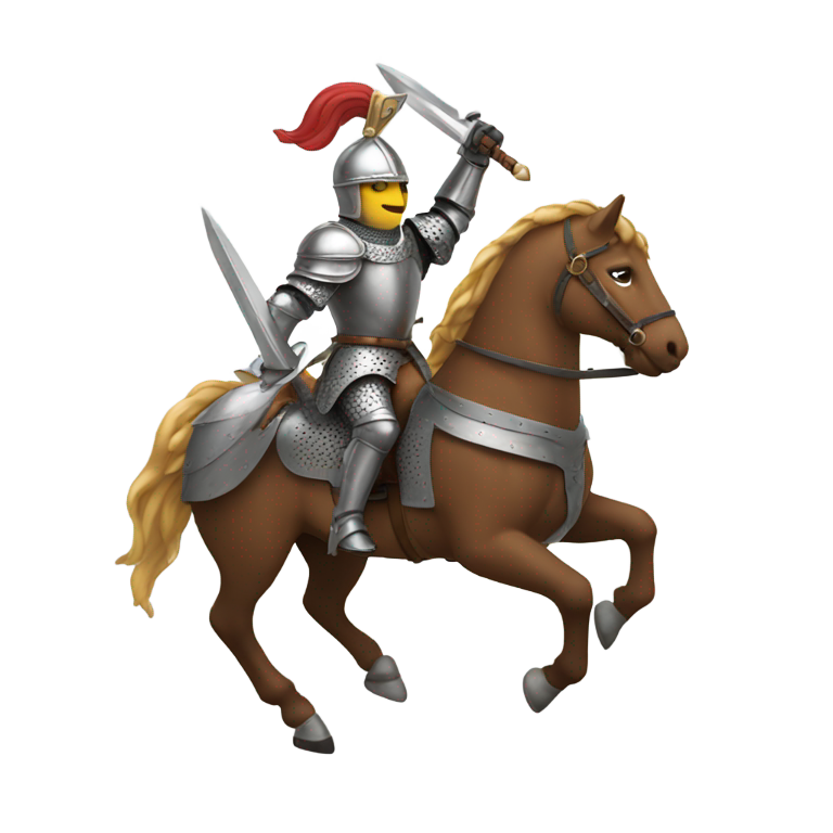 genmoji : Un chevalier à cheval brandissant une lance