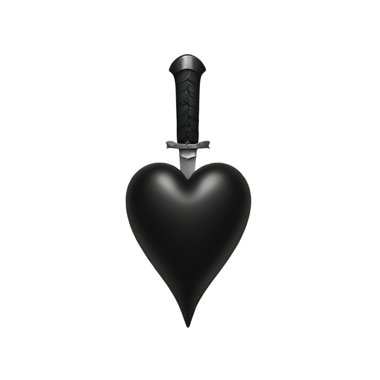 genmoji : Cœur noir avec une dague à l'intérieur, pas complètement