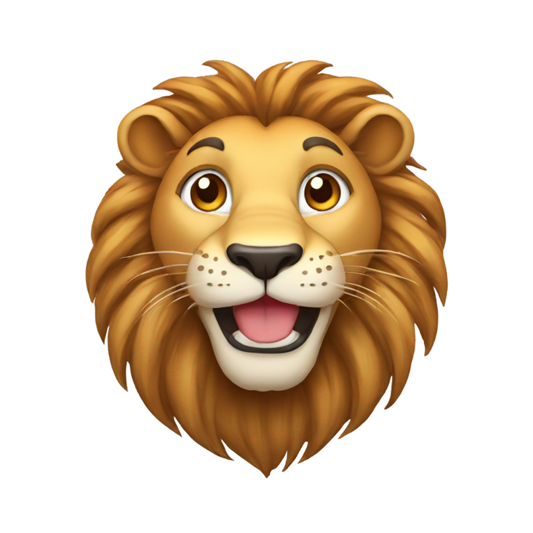 genmoji：微笑狮子脸，柔和眼睛，友好表情，卡通风格
