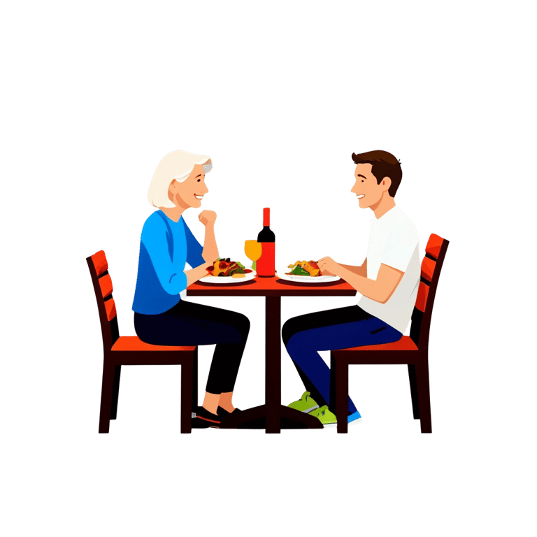 genmoji : Ellen et Matt Wolpert au dîner