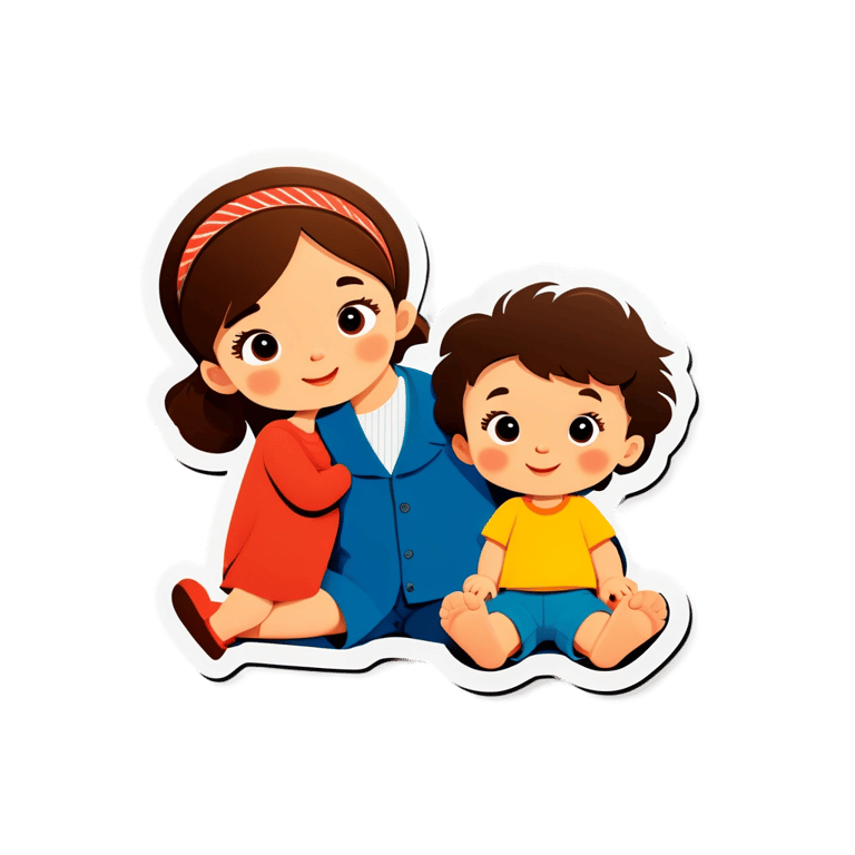 genmoji：爸爸妈妈一个男婴三个幼儿女孩