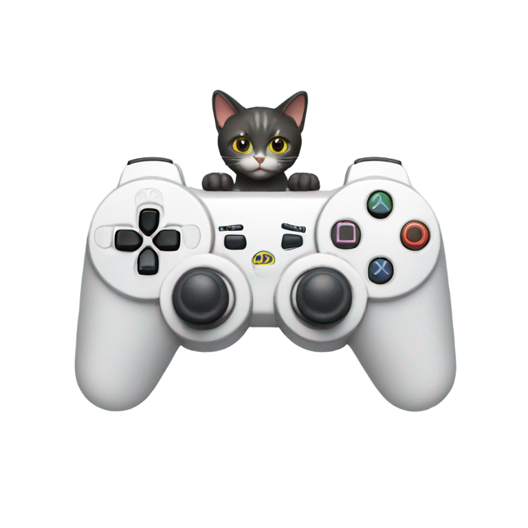 genmoji: cat with a playstation controller