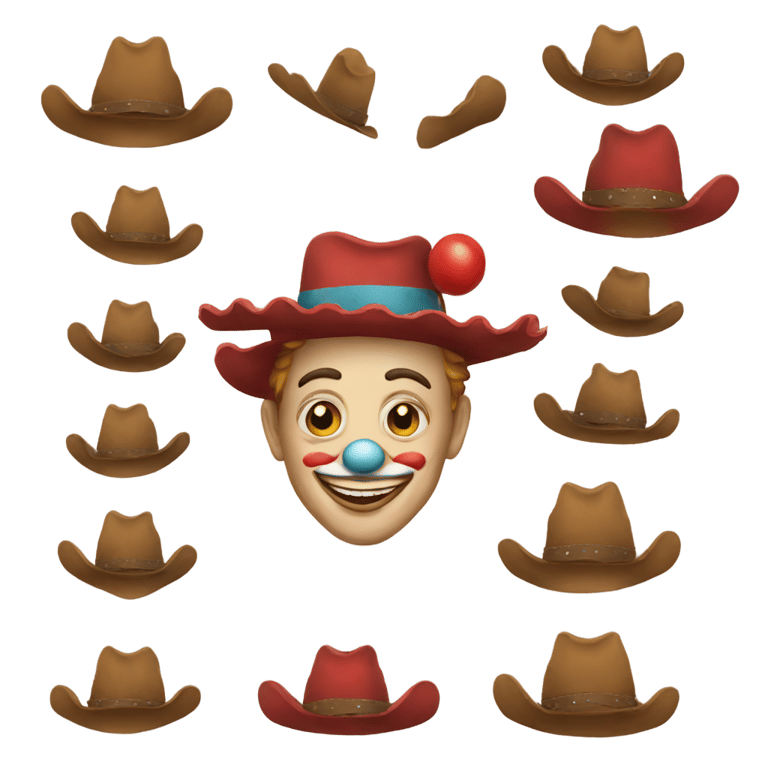 genmoji : Clown emoji with cowboy emoji hat