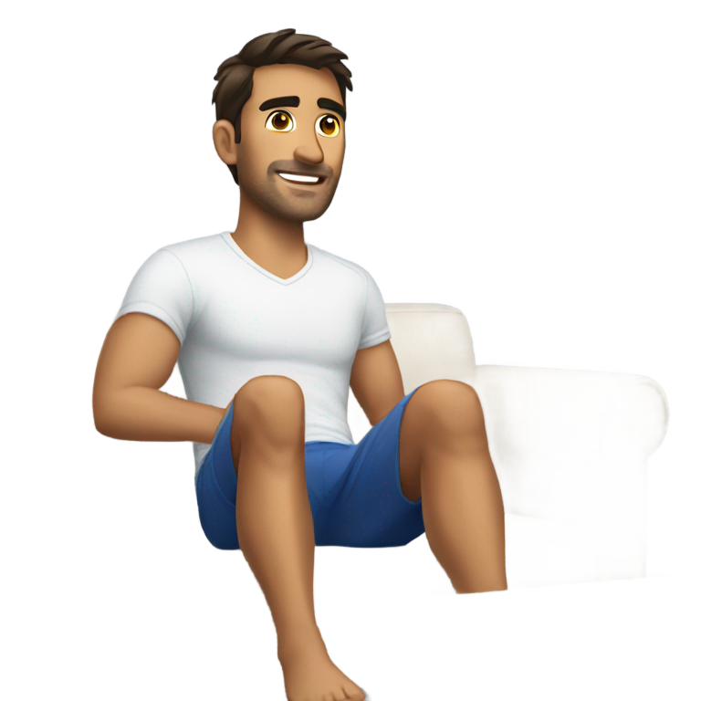 genmoji：克里斯·温多尔斯基穿着短裤坐在沙发上