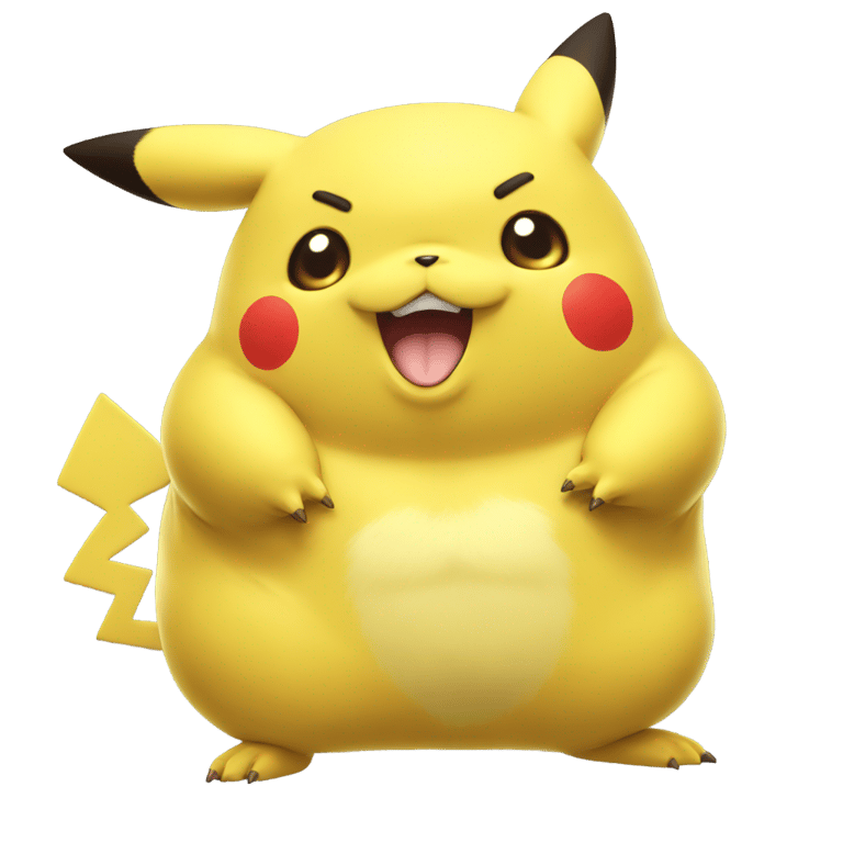genmoji：超级胖的皮卡丘，品质极高，精确，4K，超现实