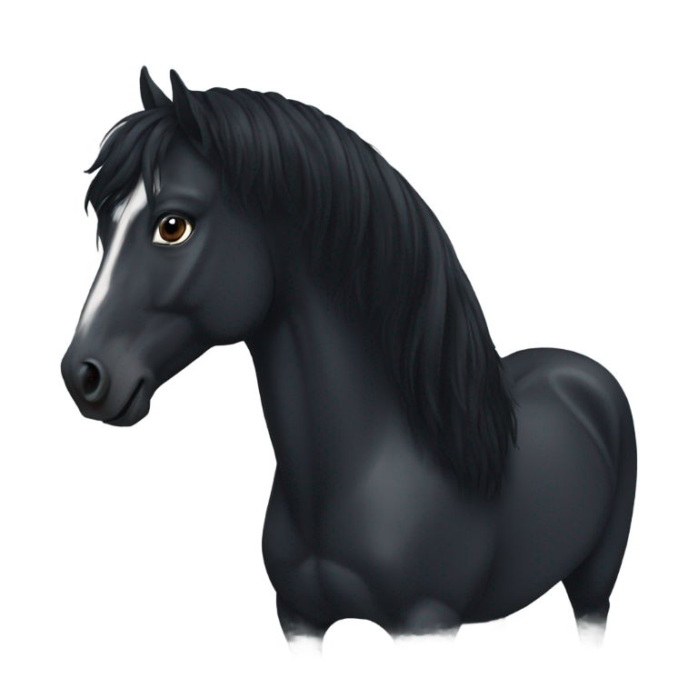genmoji: Black horse with black mane
