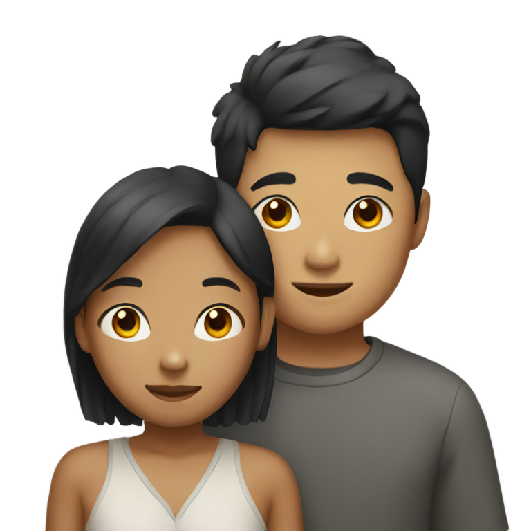 genmoji : Garçon asiatique avec femme noire