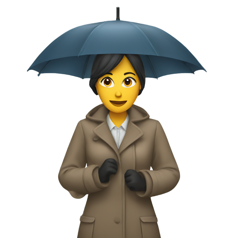 genmoji：雨中撑伞的女子穿着外套