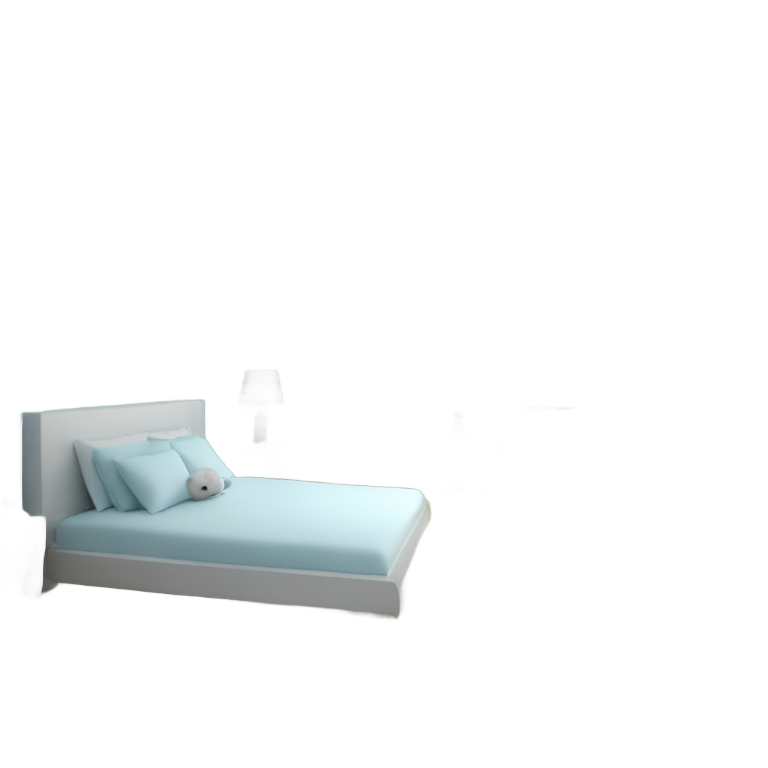 genmoji: Create a 3d room with a white rug and baby blue walls