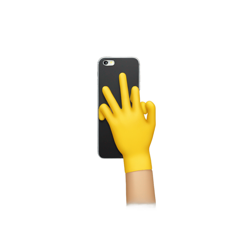 genmoji : Une main jaune tenant un iPhone