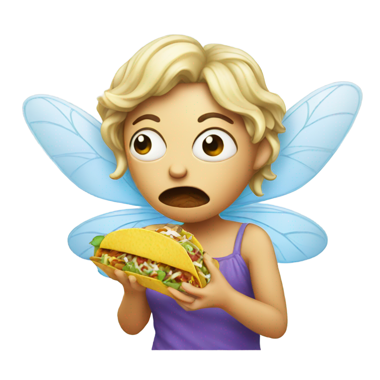 genmoji：愤怒脸仙子吃墨西哥卷