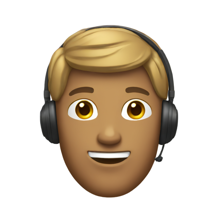 genmoji: tan guy with headset, and chill