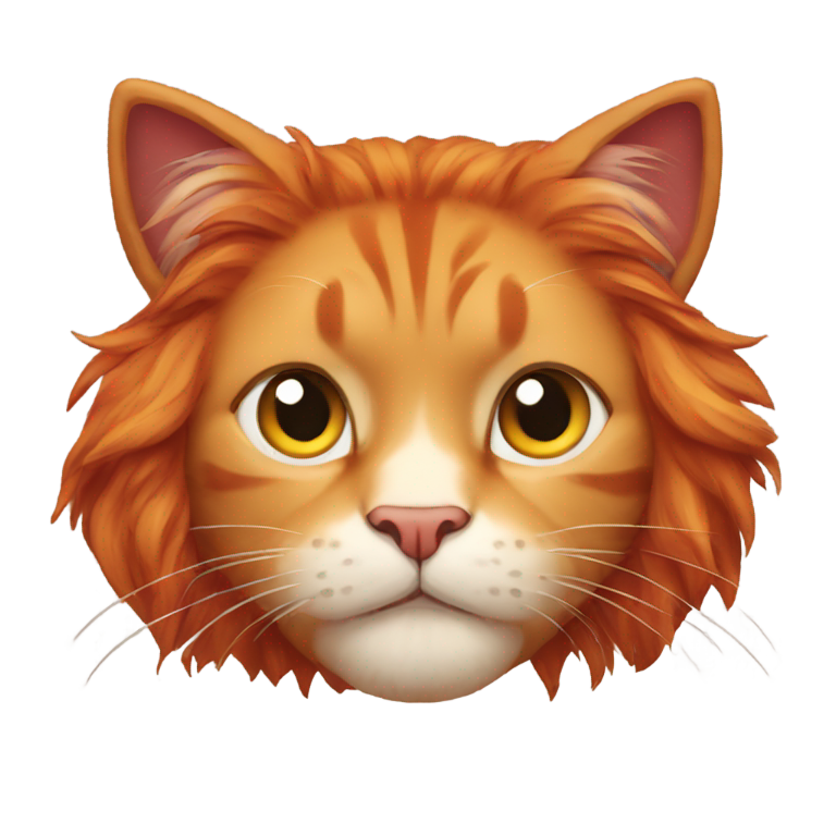 genmoji: the serious red-haired cat lies like a lion