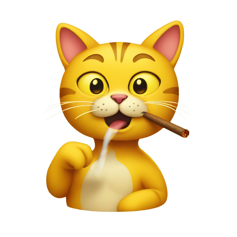 genmoji: a yellow cat smoking a cigar
