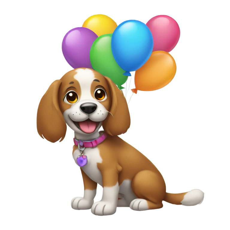 絵文字：風船を足に結んだ犬