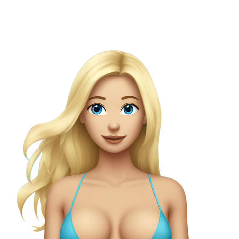 genmoji：金发碧眼大胸长发美女，全身比基尼