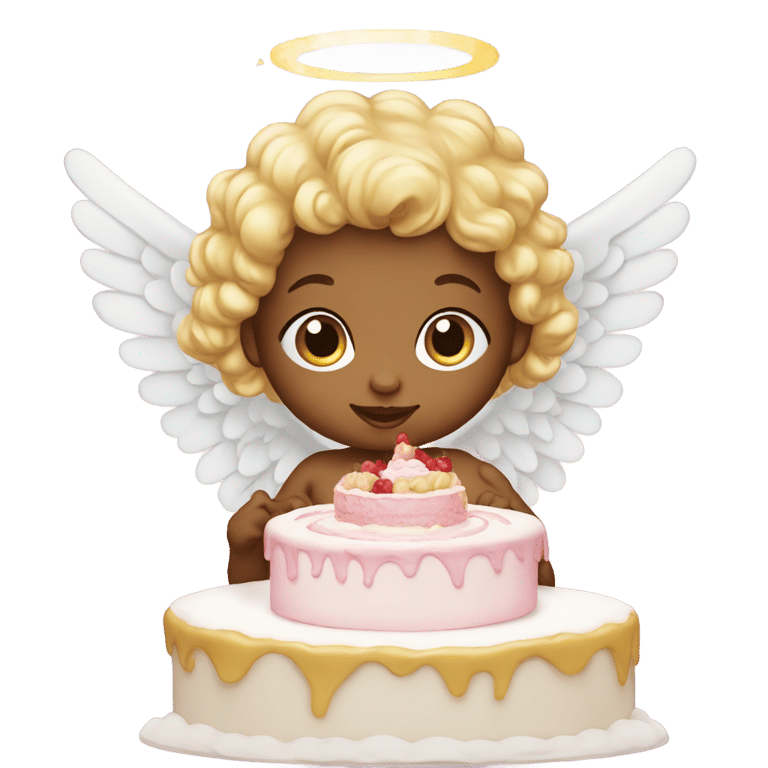 genmoji: Angel baby with cake