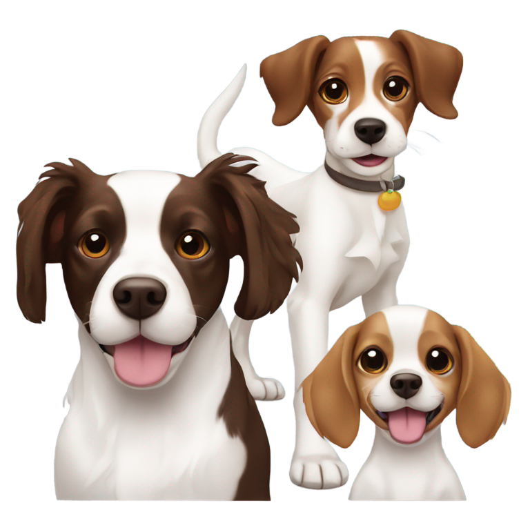 genmoji : Un springer spaniel, un jack russell et un chihuahua ensemble