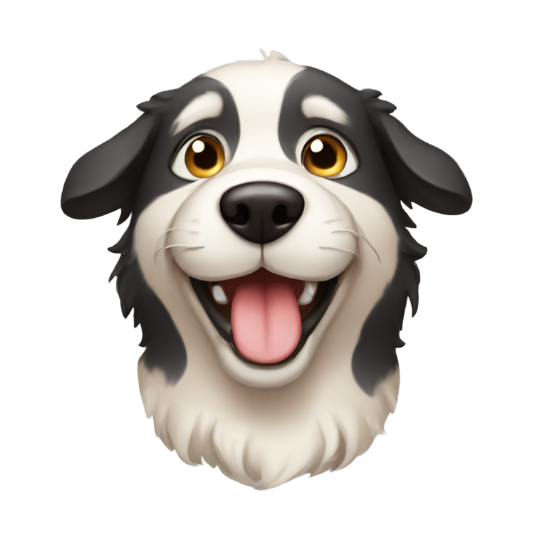 genmoji : Chien berger souriant avec une larme