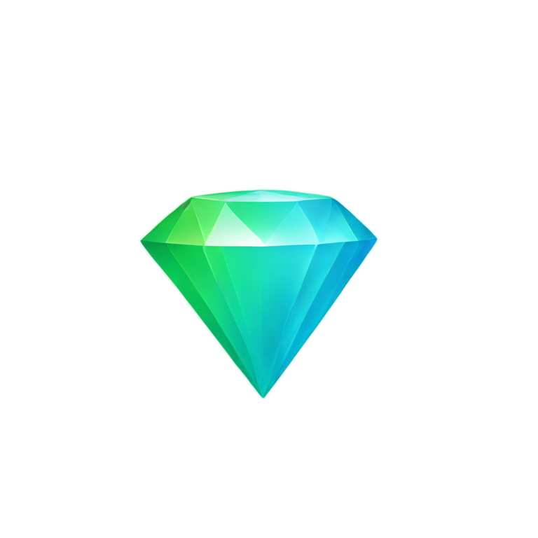 genmoji : Un symbole bleu avec des lumières vertes scintillantes et un effet diamant.