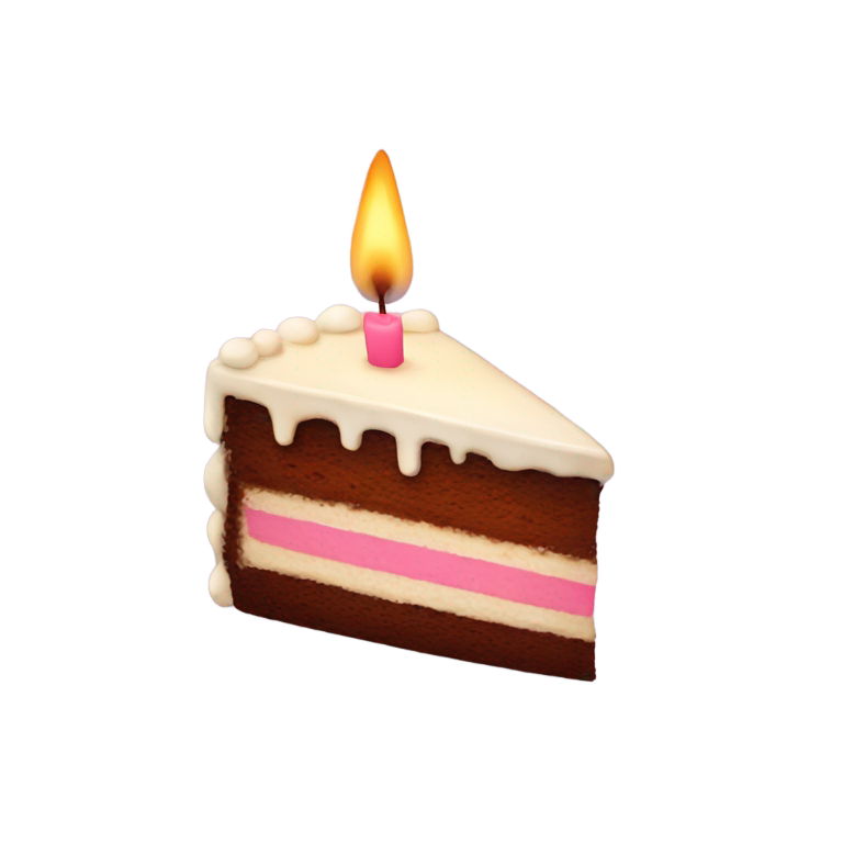 絵文字：ろうそく付きのケーキのピース