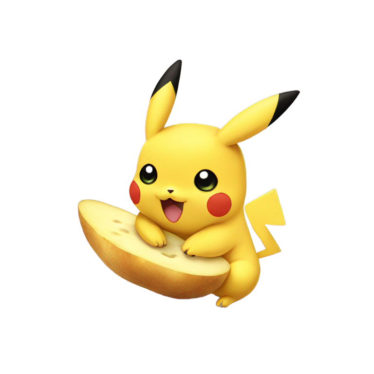 genmoji: Pikachu eating a potato cutely