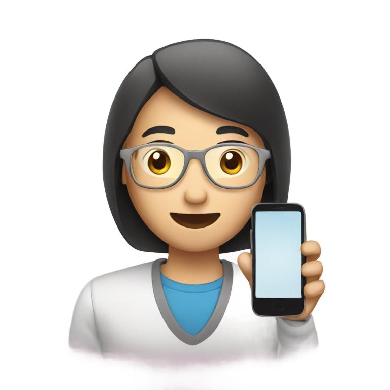 genmoji : Asiatique avec téléphone