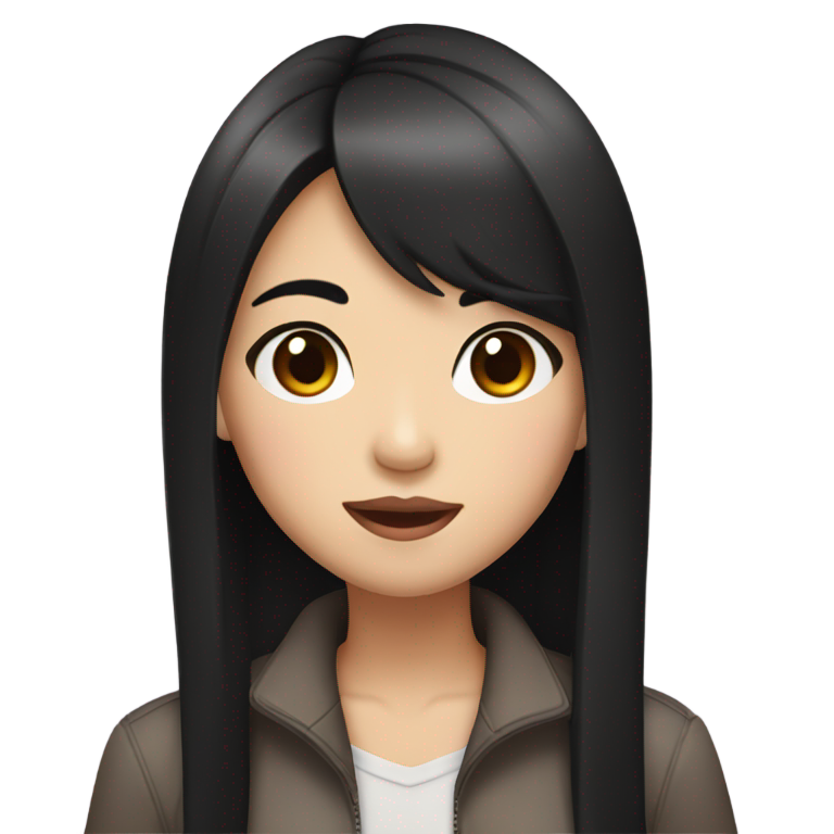 genmoji : Fille asiatique aux cheveux noirs lisses, à la peau claire et aux yeux marron, tirant la langue.