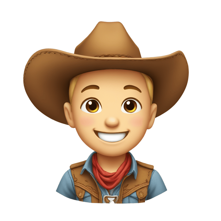 絵文字：Cute, laughing baby, cowboy shot
