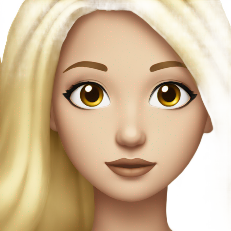 絵文字：make her have white skin and straightblonde hair with hazel eyes and long thick fake eyelashes