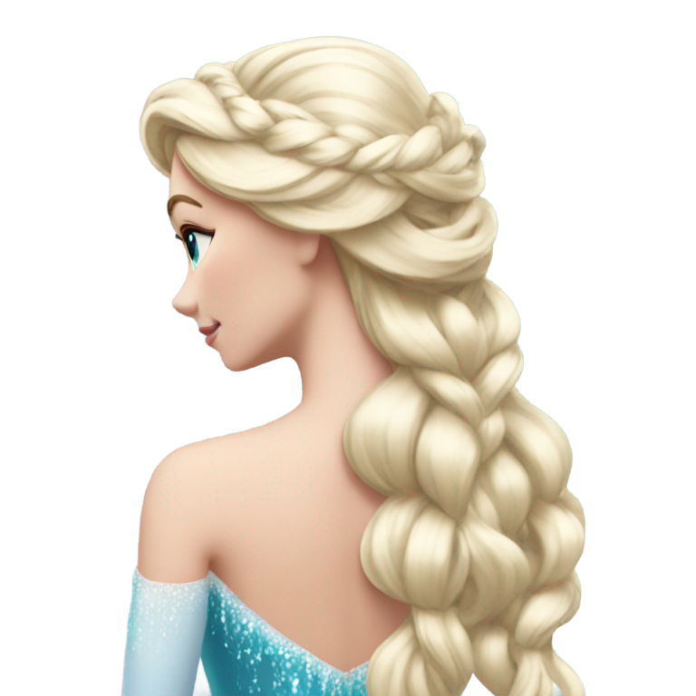 genmoji：A elsa back pose with  long hairs