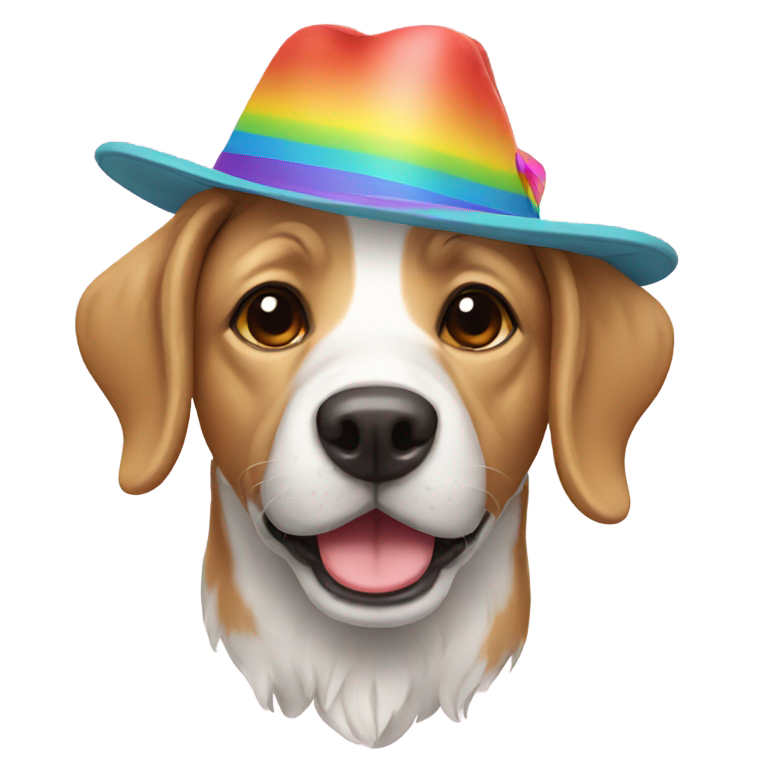 genmoji : Chien avec chapeau arc-en-ciel