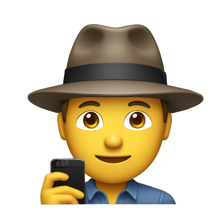 genmoji : Homme avec un chapeau fedora et un smartphone