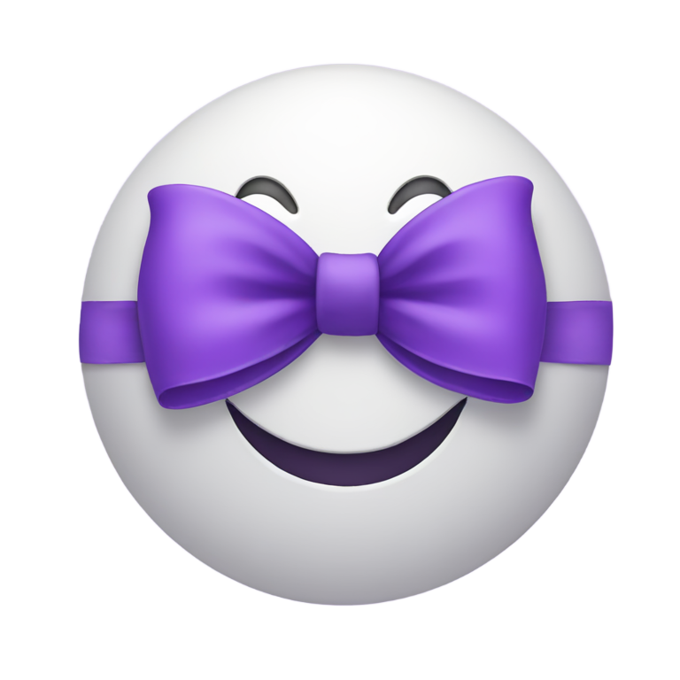 genmoji：微笑脸带紫色蝴蝶结