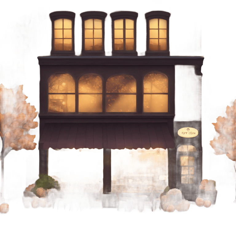 genmoji : Café animé et douillet en automne, la nuit.